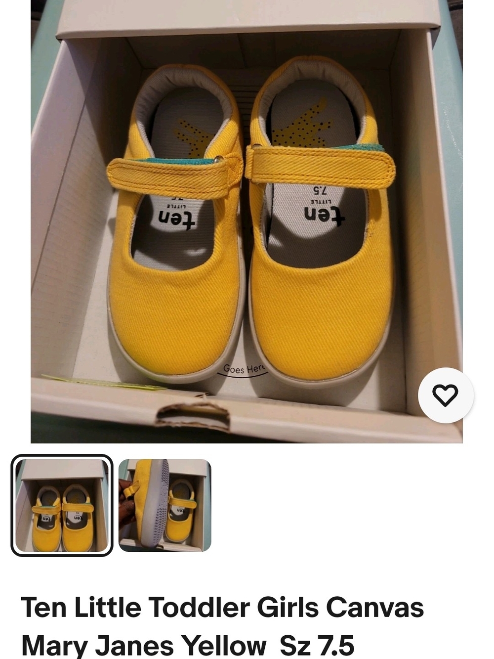 Ten Little Toddler Girls Yellow Mary Jane Shoes Sz 7.5 - Picture 2 of 2